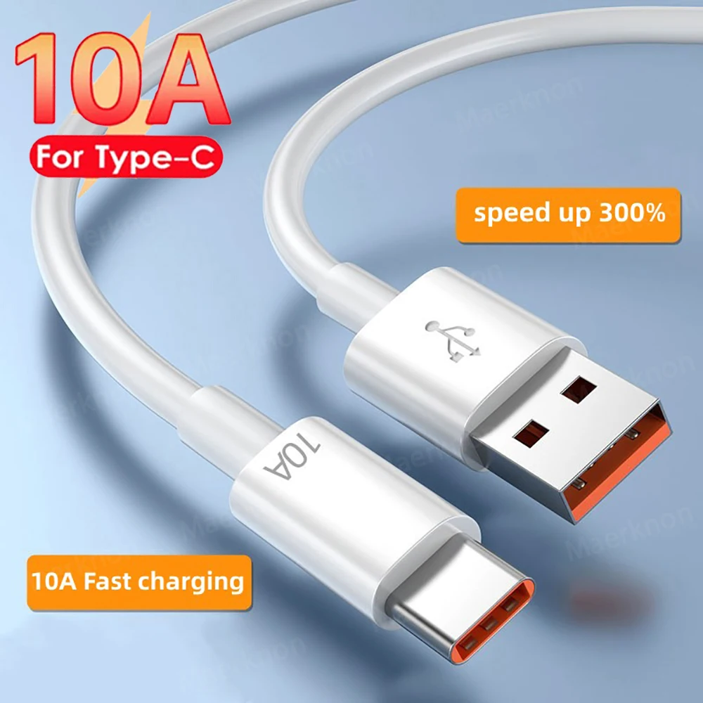 10A Type C Cable Super Fast Charging Data Cord QC 3.0 Wire For Huawei Mate P40 P50 Honor Xiaomi Samsung 120W USB C Charger Cable