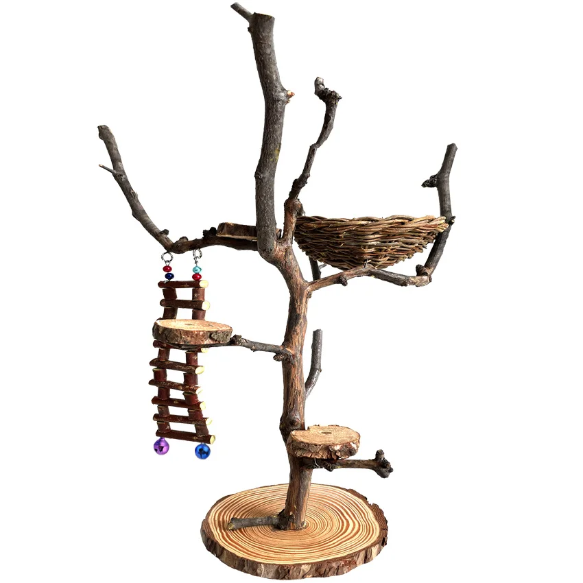 Papagaio Stand Madeira Em Pé Vara Pólo Piso Tipo Pássaro Rack de Treinamento Mordendo Molar Garra Moagem Balanço Brinquedo Gaiola de Pássaro Suprimentos