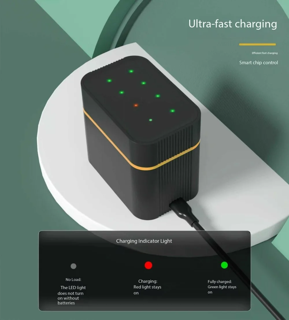 1.5 فولت AA 3400mWh/AAA1100mWh بطارية ليثيوم قابلة للشحن مع علبة شحن سعة كبيرة متوافقة مع الكاميرا ولوحة الألعاب ونظام تحديد المواقع العالمي (GPS) والألعاب