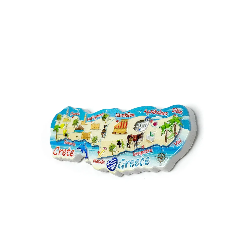 ‌ جزيرة كريت اليونانية ذات المناظر الطبيعية الخلابة مادة الراتنج المغناطيسية الديكور المغناطيسي تذكارية للسفر ‌