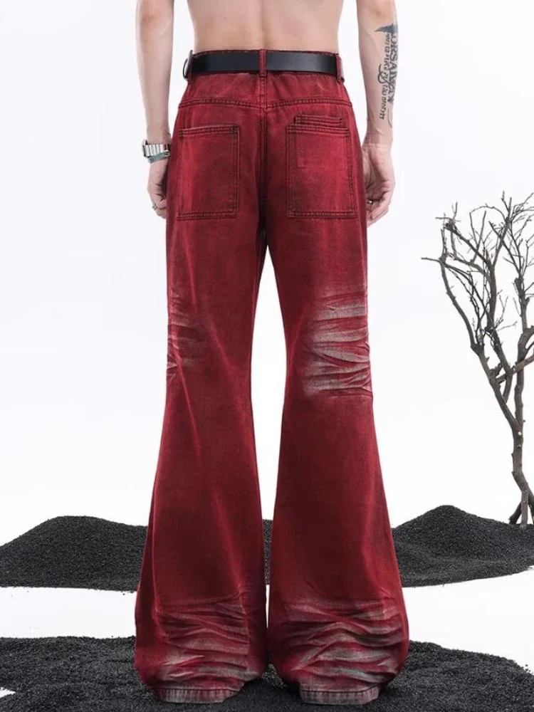 Red Jeans for Women Y2k Sexy Girls Vintage High Street Casual Flare Trousers Washed Personality American Style Versatile Holiday