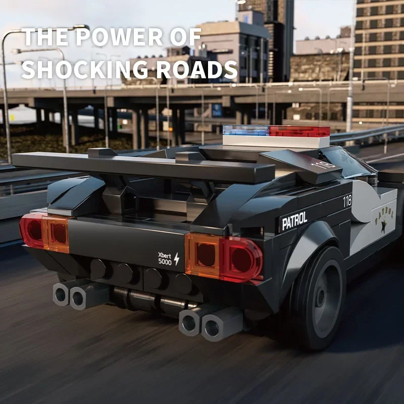 Blocs de construction de voiture de Police de patrouille de ville, 266 pièces, modèle de véhicule, briques, ornements de bureau, jouets éducatifs de bricolage, cadeaux de vacances pour enfants