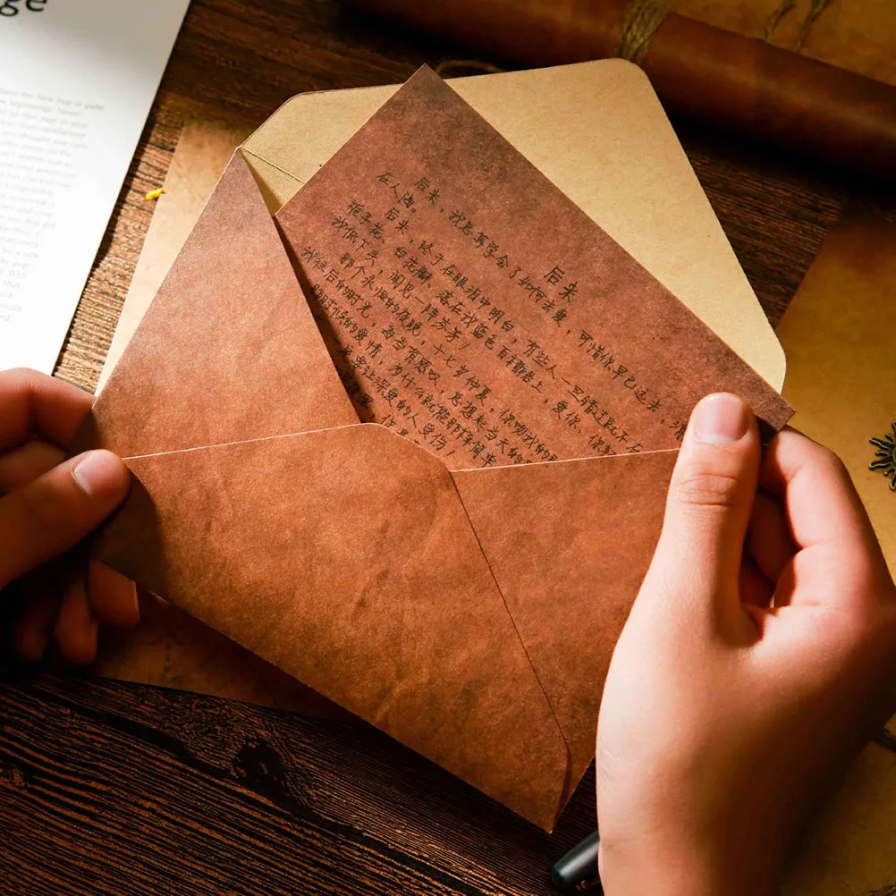 

Retro Kraft Paper Envelope Letter Set 3 Sets Wear Resistant Vintage Stationery Small Size Easy Use Party Supplies