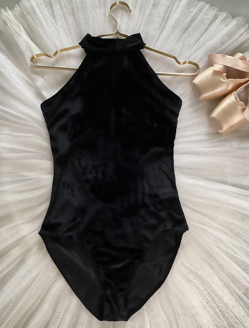 Velvet Halter Ballet Leotard Gymnastic Bodysuit girls ballet dance costume ballerina women dancewear adult ballet dance leotard