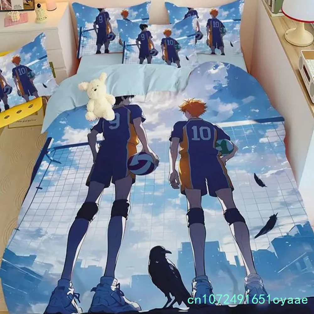 Cartoon Anime Haikyuu Bedding Set Volleyball Boys Duvet Cover Set 3D Printed Quilt Covers  Single Double Bed Linen For Teens