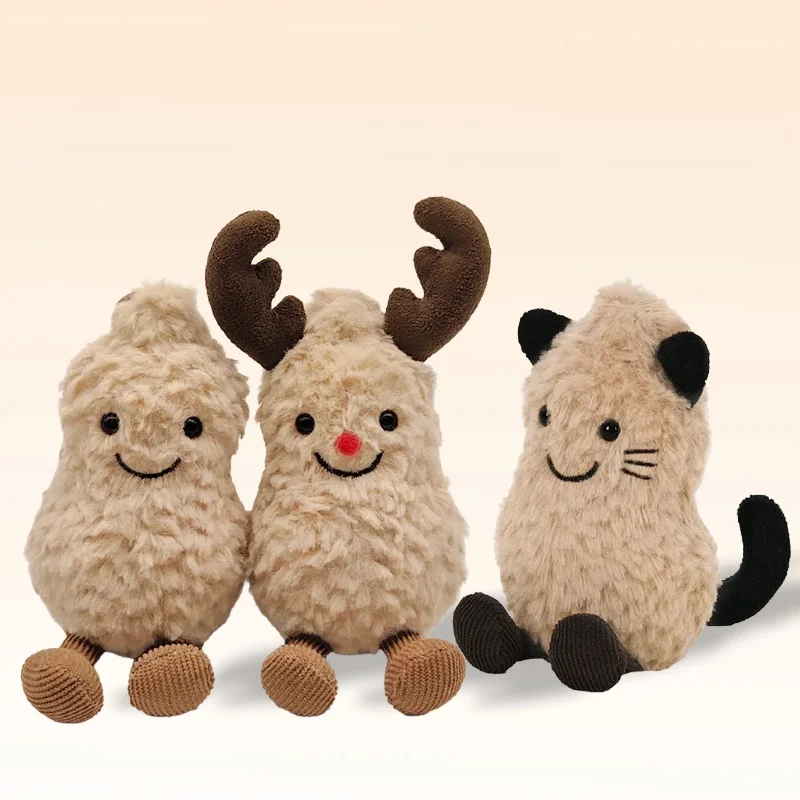 17cm lindo juguete de peluche de maní colgante relleno esponjoso maní Cosplay gato alce muñeco suave llavero niños juguete cumpleaños regalo de Navidad