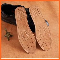 1Pair Genuine Leather For Men Women Insole Breathable Comfortable Soft Foot Care Inserts Anti-Slippery Hard-Wearing Shoes Pads