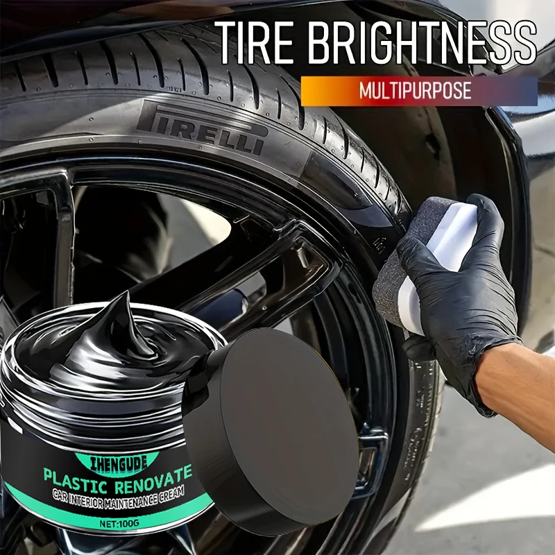 1 Piece 100g Car Tire Gloss Maintenance Agent Car Wax Tire Coating Paste Polishing Cleaning Wax - Bright Tire and Re-Blackening, Seat Care and Recovery Gloss
