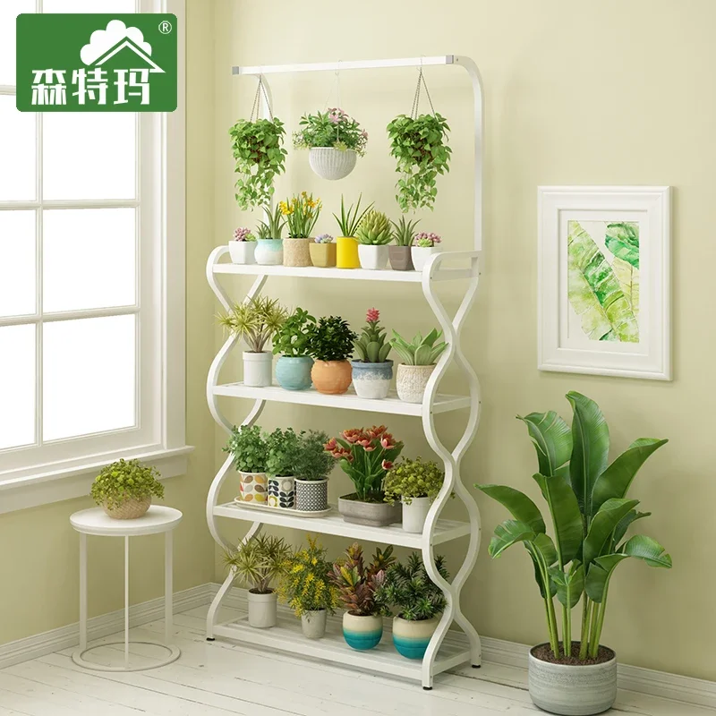 Flower rack, iron art, multi-layer indoor hanging, floor to ceiling balcony, succulent storage rack, living room,