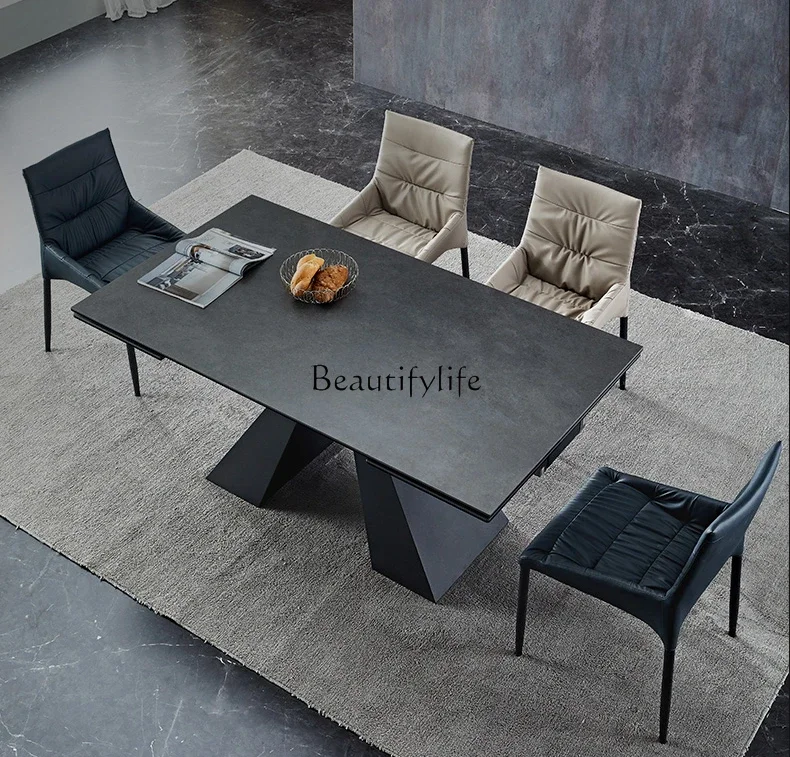 Italian minimalist rock slab dining table Modern simple light luxury household retractable multi-functional dining table