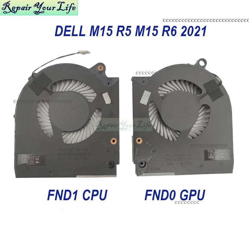 Ventilador de refrigeración para CPU y GPU para Dell, para Alienware M15 R5 M15 Ryzen R5 R6 2021, enfriador para portátil de jugador FND0 DFSCK22115181S DFSCK22D058833