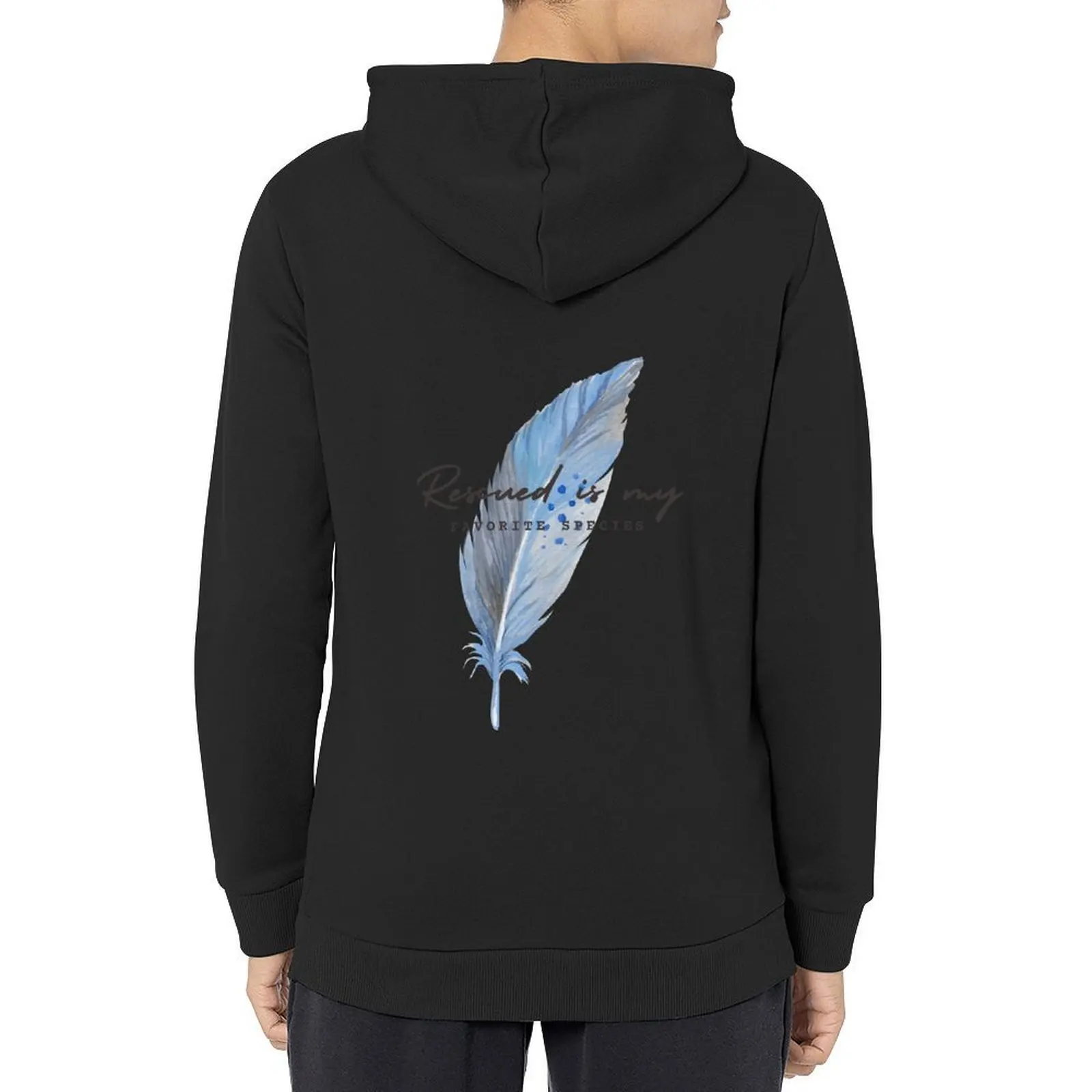 

Rescued is my favorite species blue Hoodie men's winter sweater men clothing male clothes autumn jacket men big size hoodie