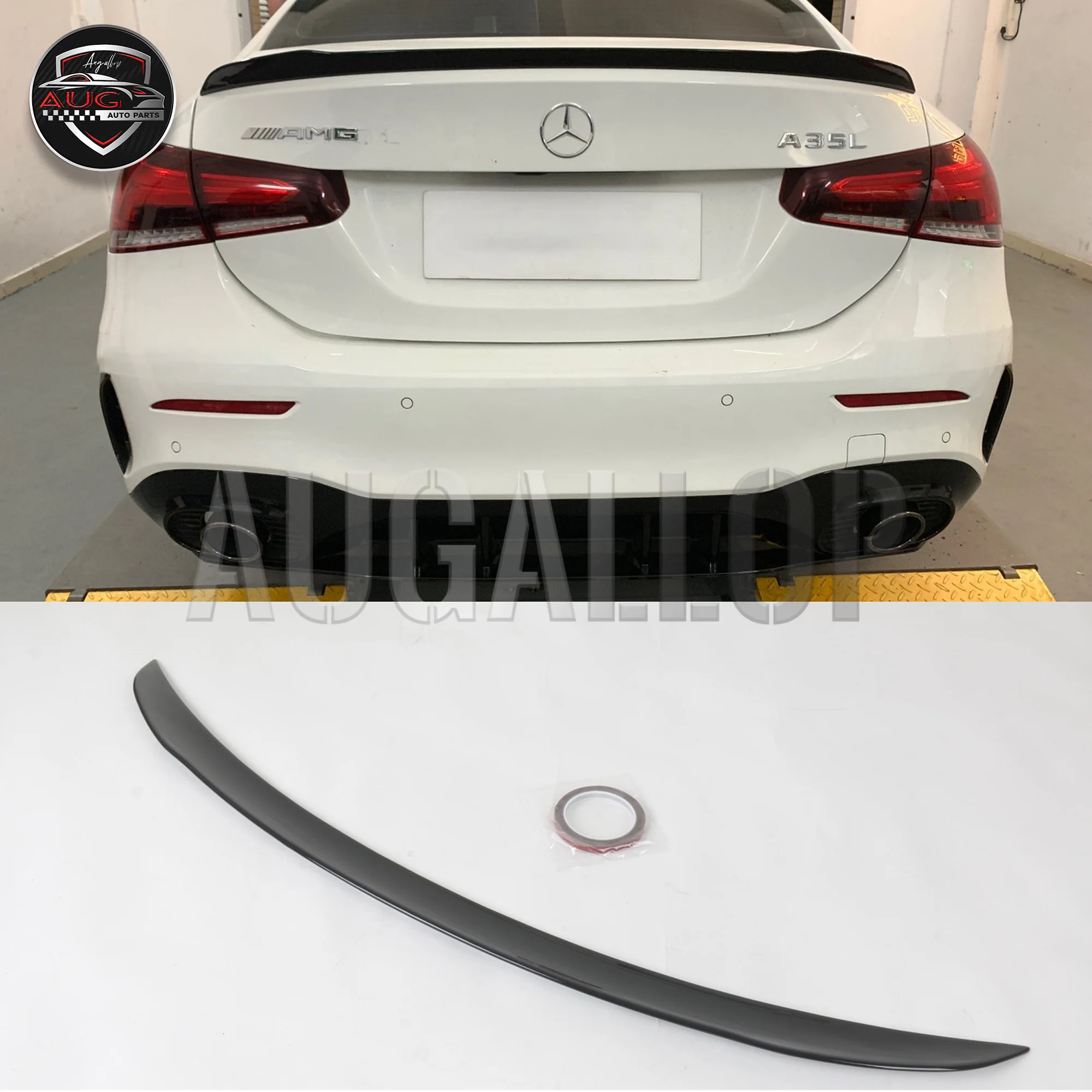 

For Mercedes-Benz A-Class W177 Sedan A180A200A260 Upgrade A35 AMG Bright Black Tail Spoiler PP Material (D138)