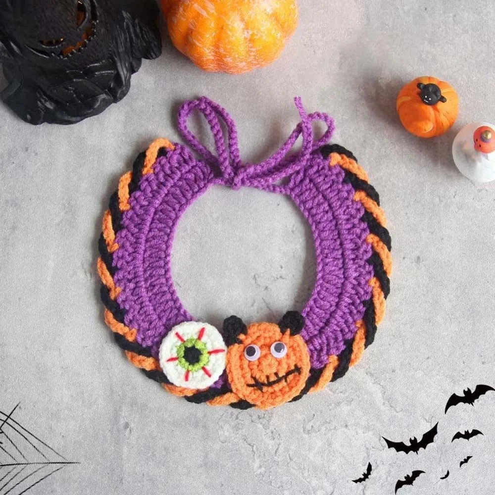 

Breathable Halloween Pets Costumes Clothes Pumpkin Halloween Cat Headgear Ghost Cartoon Cat Woven Hat Bib Pet Accessories
