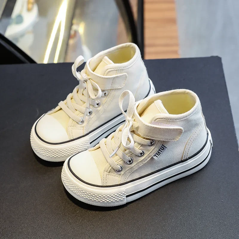 High Top Canvas Shoe Autumn Sneakers Boys Children Shoe for Girl Casual Board Shoes Versatile Girls Shoes Soft Sole Kid Shoes