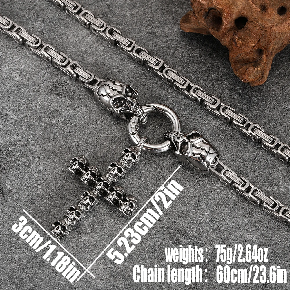 Europe and the United States fashion hip-hop skull crossbones pendant light luxury stainless steel chain simple skull necklace