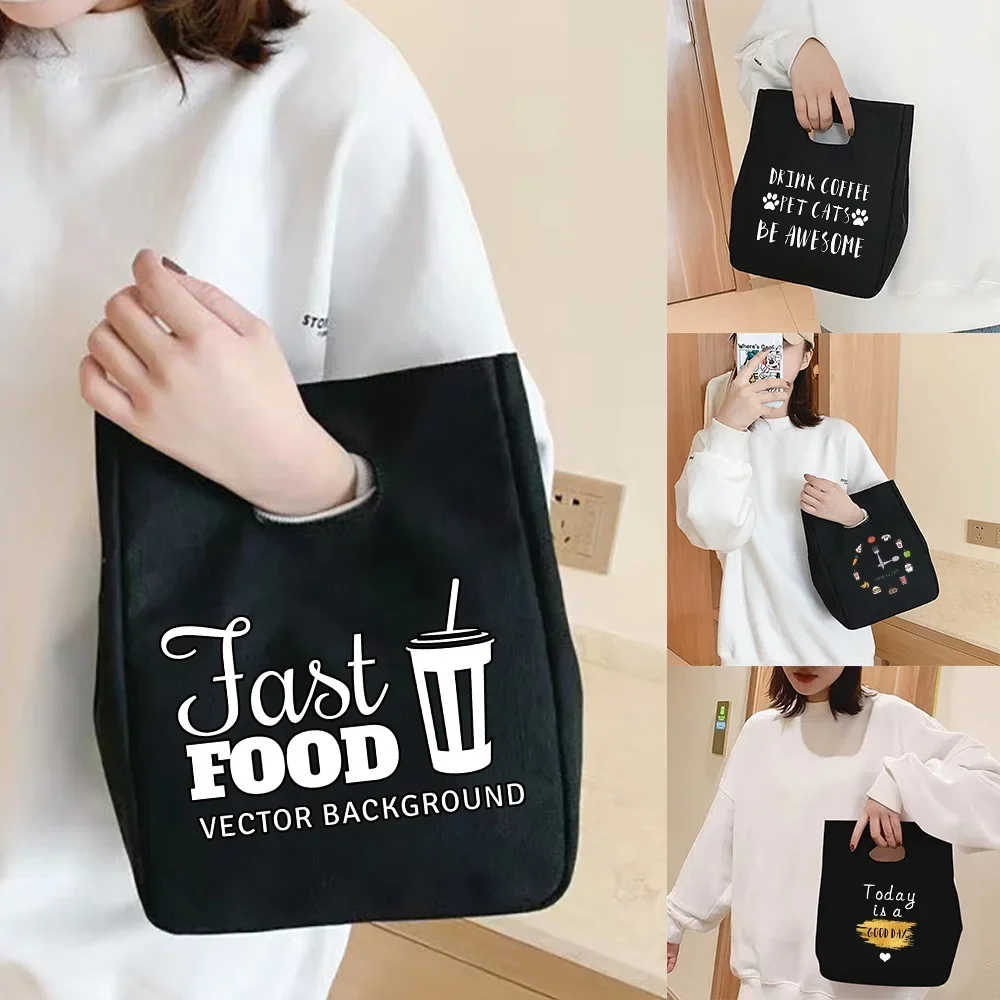 Thermal Lunch Dinner Bags Canvas Handbags Picnic Travel Breakfast Box School Child Convenient Lunchbox Tote Insulated Food Bag