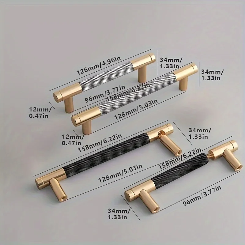 

10pcs Cabinet Handle With A Matte Golden Finish And Textured Knobs, Suitable For Furniture Drawers, Made Of Aluminum Alloy