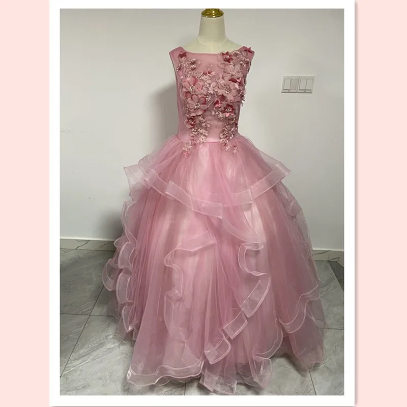 Vestido de quinceañera rosa claro sin mangas, Vestido de baile largo hasta el suelo, clásico, elegante, apliques, Vestido de talla grande