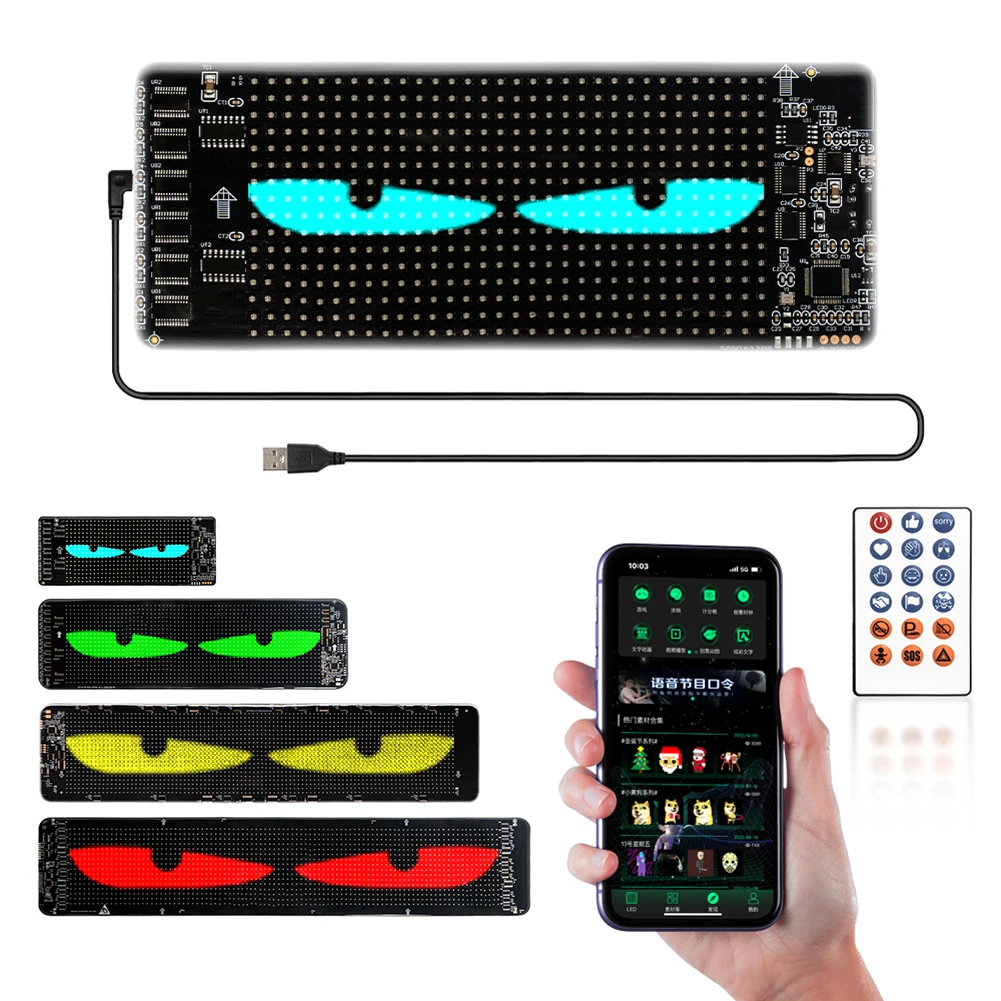 LED Demon Eyes Flexible Display Screen DIY Programmable Demon Eyes Flexible LED Panel Remote Control for Car Truck Accessories