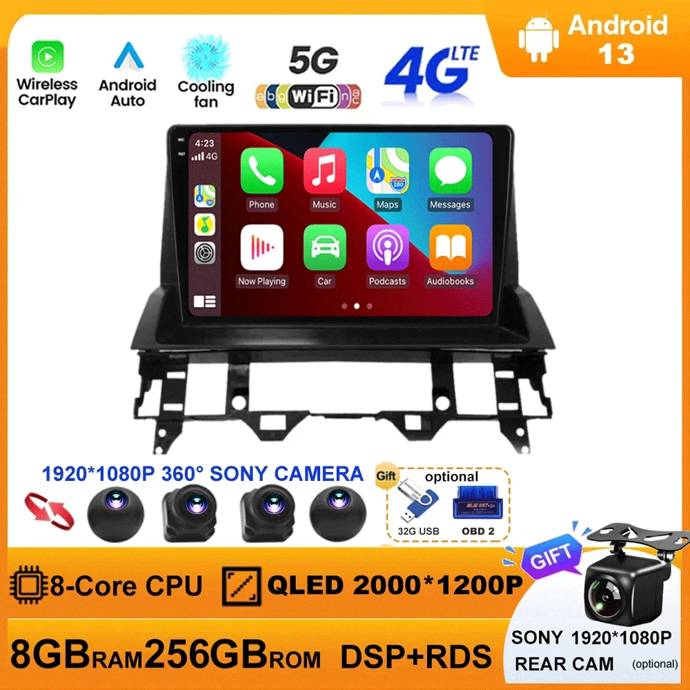 

For Mazda 6 2002 2003 2004 2005 2006 2007 2008 Android 13 Car Radio Carplay Car Multimedia Android Auto WIFI 4G QLED IPS Screen