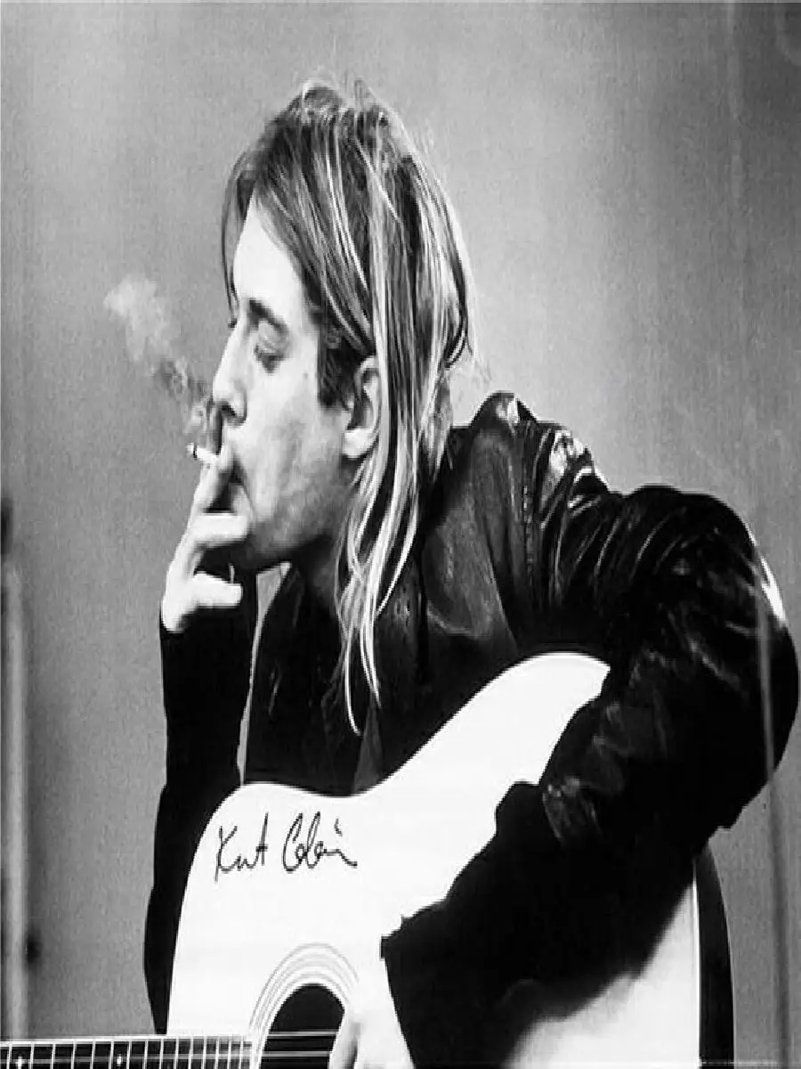 Kurt Cobain Vintage Poster - Black & White Rock Music Icon Wall Art Canvas for Bar, Cafe & Home Decor