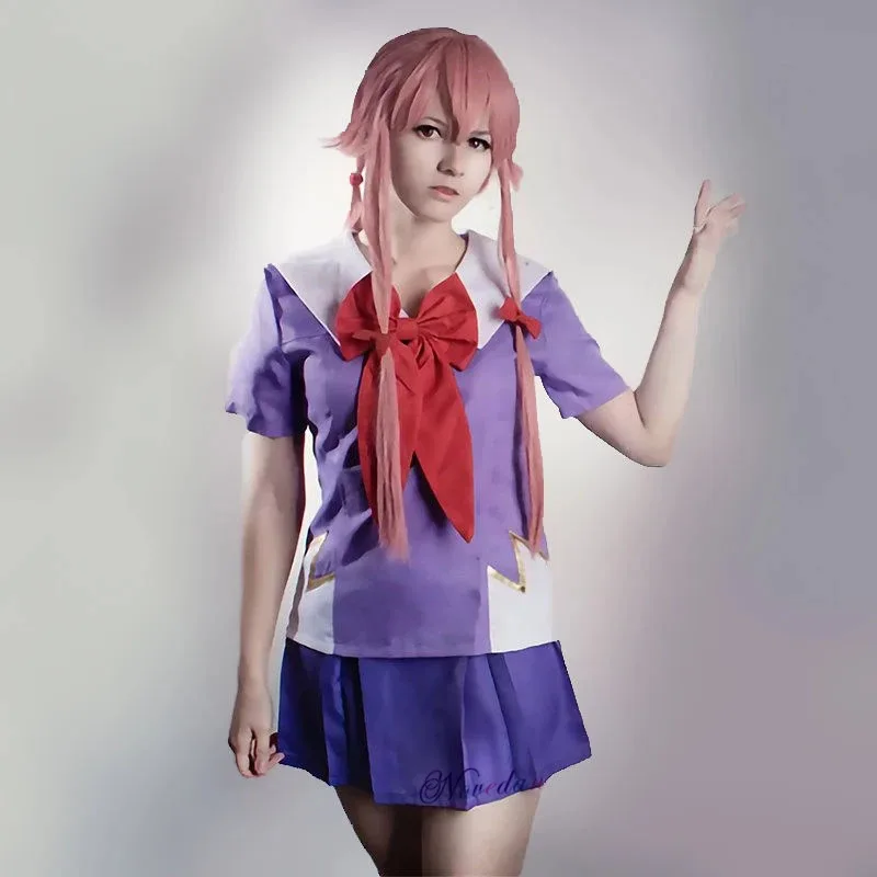 

Ци японское аниме дневник будущего Gasai Yuno Mirai Nikki школьная форма платье моряка косплей костюм парик