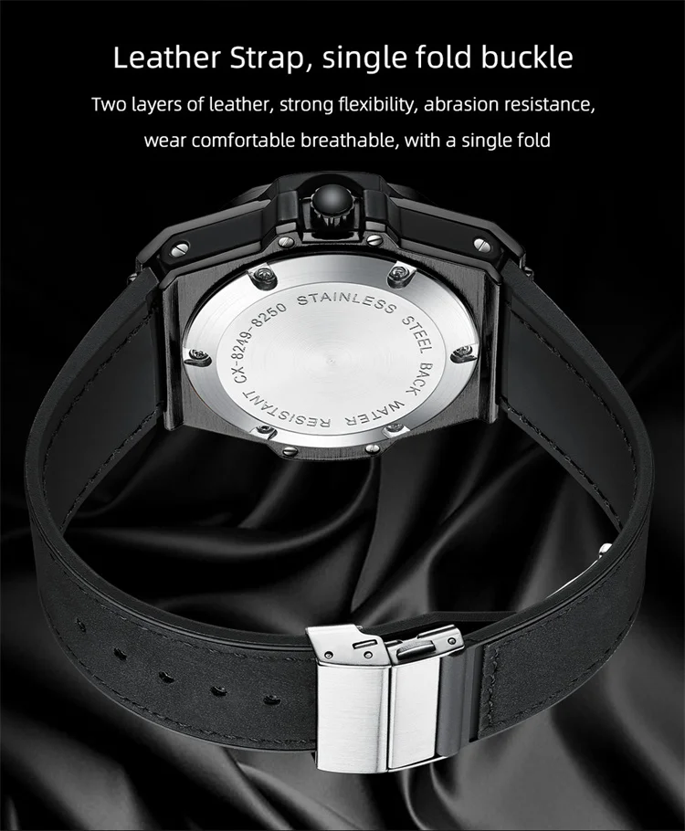 CHENXI 8249 relojes de cuero para hombre, reloj de cuarzo Original clásico para hombre, reloj de pulsera con fecha luminosa resistente al agua, relojes para hombre