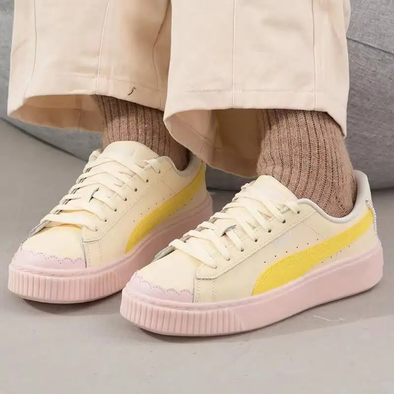 2026 Puma Women Basket Platform Pearl Sneakers Retro Thick Sole Casual Fashion Shoes 398910-02