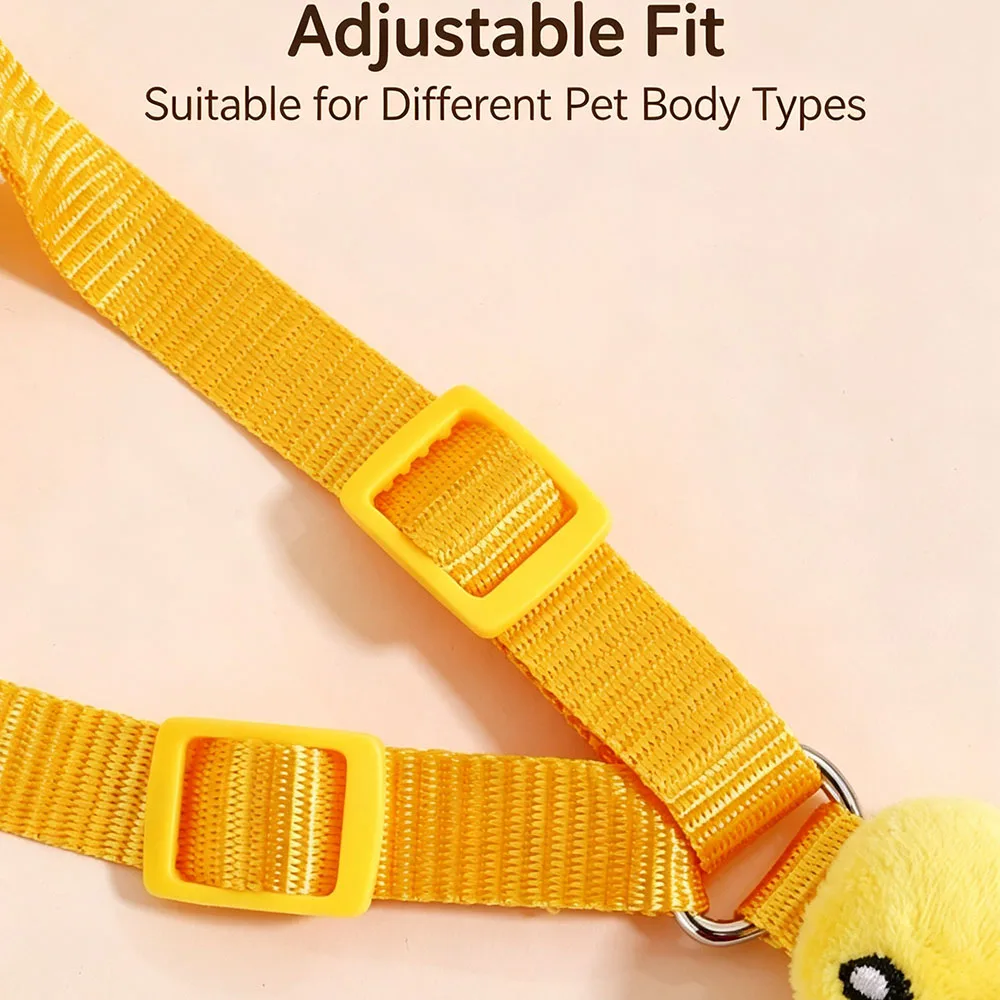 Cute Duck Print Cat Harness and Leash, 1.5M Long Adjustable Pet Leash, Breathable Vest Harness Soft Edge Binding Walking Harness view 3