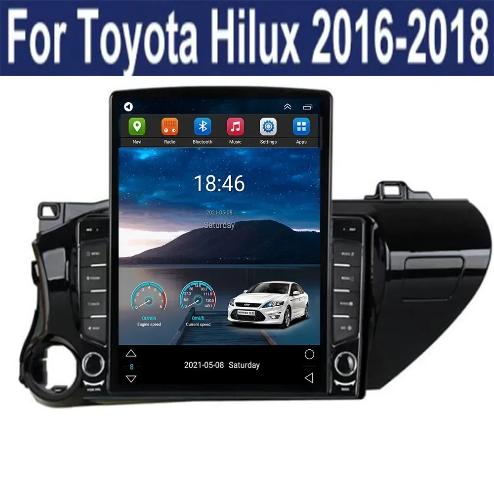 Android 13 For Toyota Hilux Pick Up 2015-2019 Tesla Style Vertical Car Radio Stereo Multimedia Player Carplay GPS Nav 8+128G