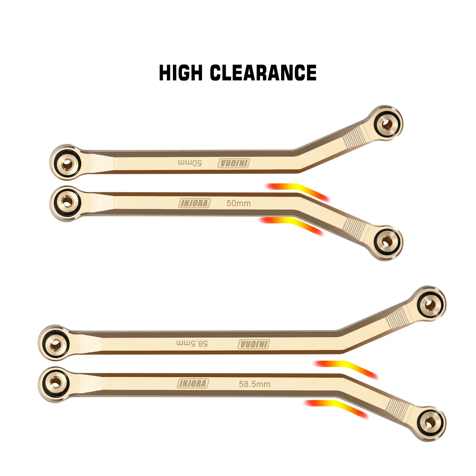 INJORA 37g Heavy Brass High Clearance Chassis 4 Links Set for 1/24 RC Crawler Car Axial SCX24 C10 JEEP JLU Ford Bronco