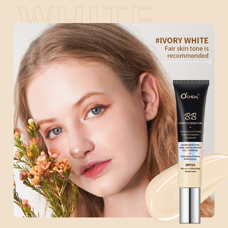 Base líquida de aislamiento hidratante, corrector iluminador ligero, resistente al agua, a prueba de sudor y duradero sin maquillaje