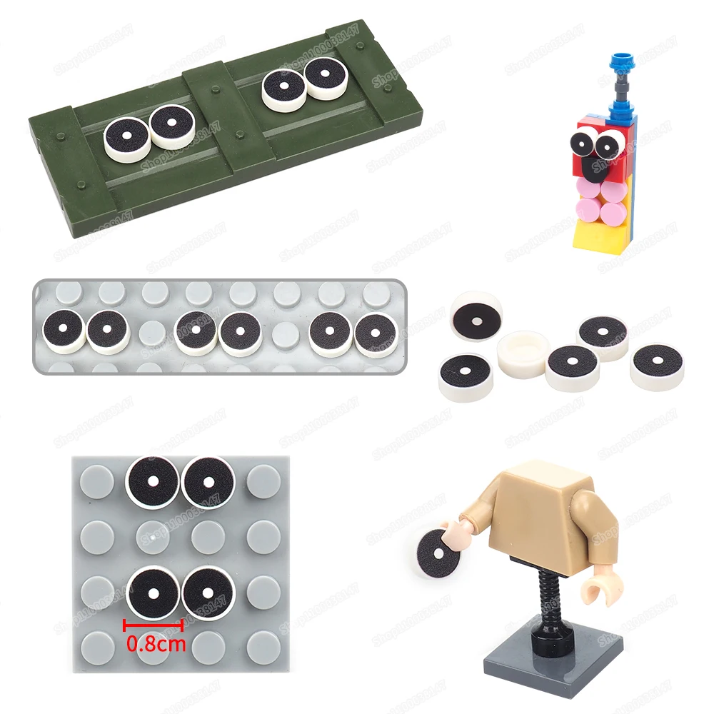 Black Eye White Dot Pupil 98138 Printed Pattern Building Block Tiles Moc Figures Scenes Eyes Accessories Match Model Gifts Toys