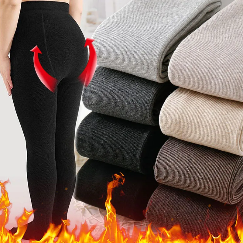 

Женские теплые зимние плюшевые леггинсы, колготки с высокой талией, однотонные леггинсы на утолщенной бархатной подкладке, эластичные черные гейзевые чулки