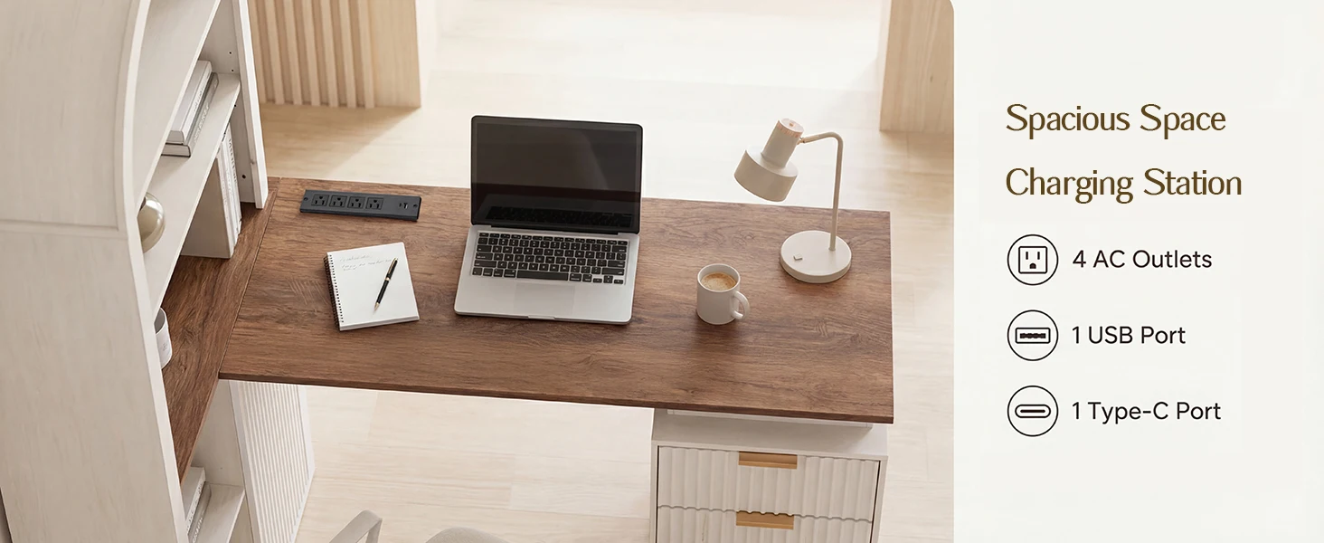 70&amp;#39;&amp;#39; L-Shaped Executive Desk with Integrated Hutch