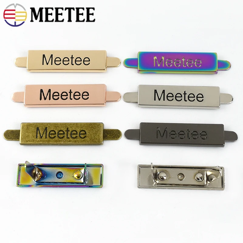 5/10/20Pcs 36*10mm Meetee Handmade Metal Bag Labels Purse Wallet Tag Clothes Decoration Label Clasp Jeans Shoes Tags Accessories