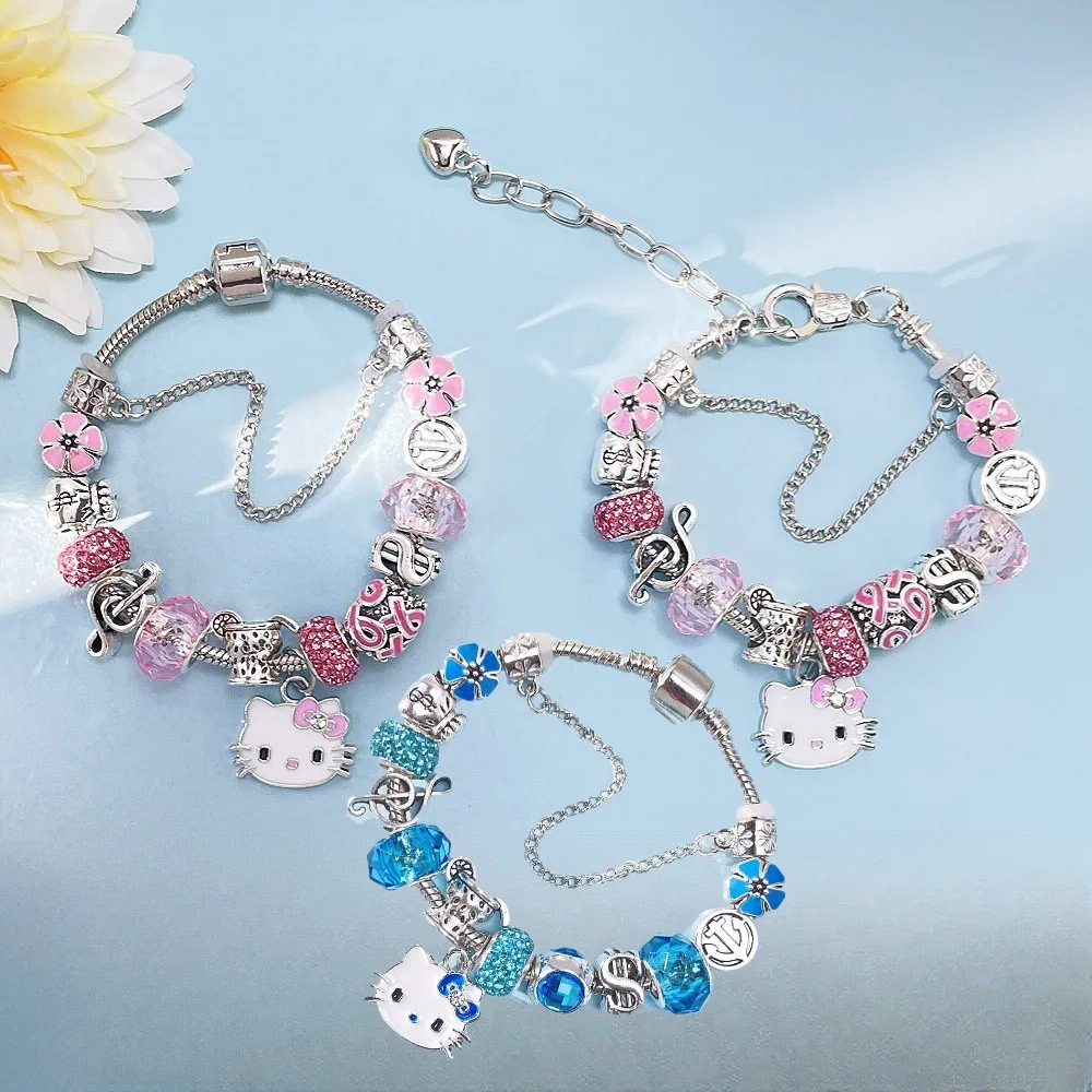

Hello Kitty Beaded Anime Bracelet Kawaii Sanrio Fashion Jewelry Girl Gift