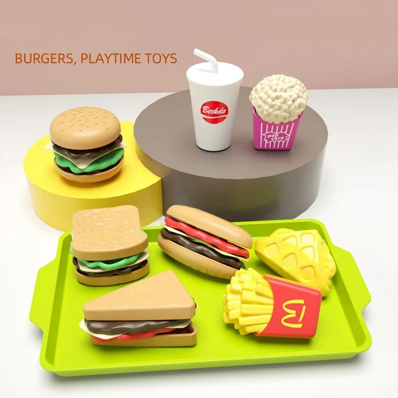 Children's Hamburger French Fries Coke simulates food Furniture toys Play House Pretend Play Interaction Kindergarten Toys gift