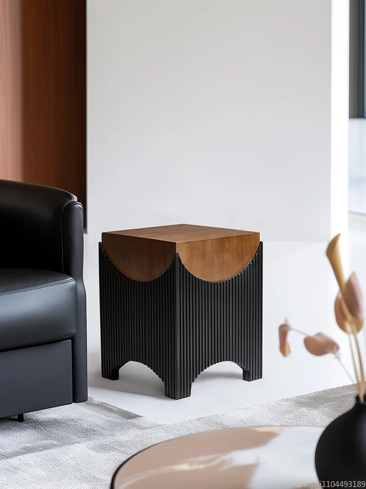 

Italian Wood Stool - Minimalist Side Table for Sofa & Bedside