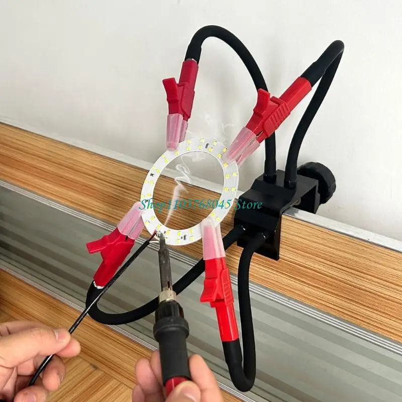 R53F Helping Hands Soldering Station with Stable Base, 360 Degree Adjustable Soldering Clamp Tool 4 Flexible Arms Holder for
