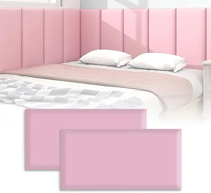 5PCS Queen Headboard Playroom Decorative Protection Panel 3D Anti-Collision Soft Wall Padding, Peel & Stick Upholstered Panels