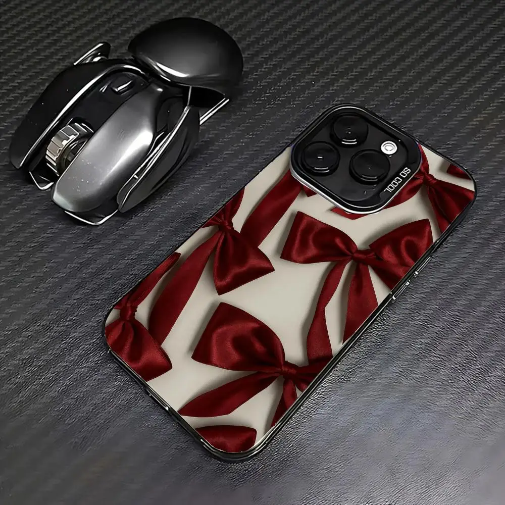 

Red bow case for iPhone17 16 15 14 13 12 11 Pro/ Max/Plus shock-proof rear cover anti-fingerprint