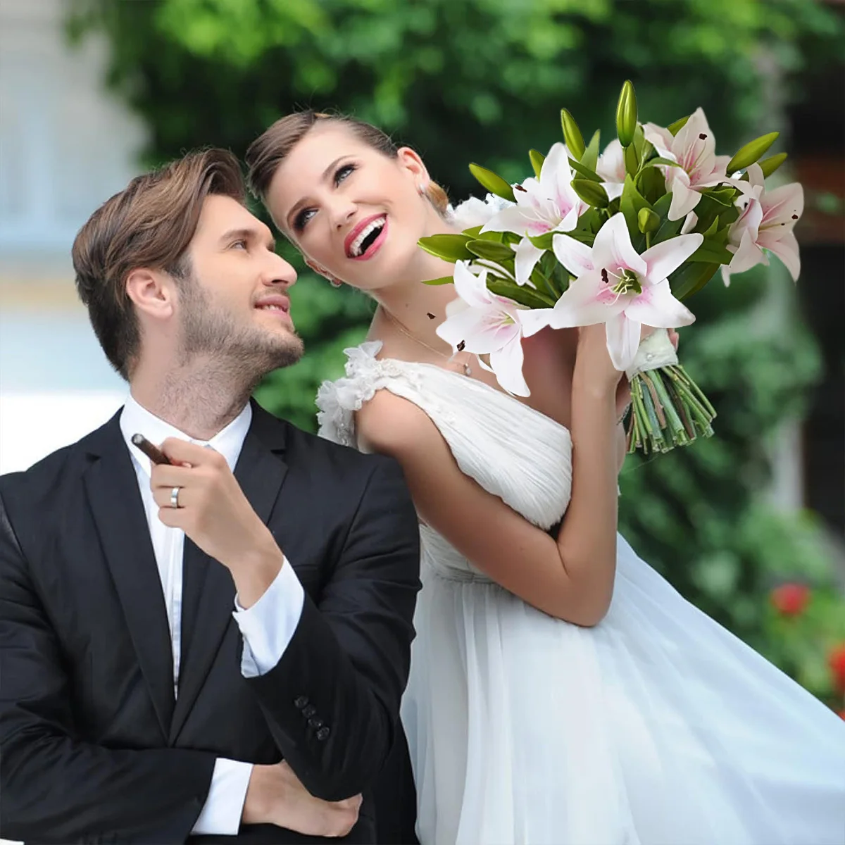

8 件 Artificial Lily Easter Real Touch Fake Lilies Flowers for Wedding Home Party Easter Decoration Plastic Lily Faux