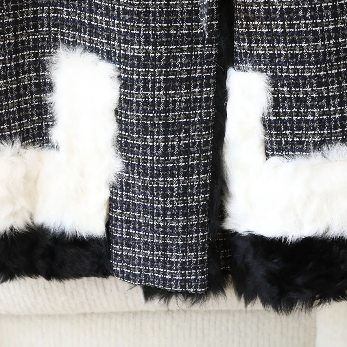 معطف جديد لربيع وخريف 2025 من صوف الضأن مقسم من الفرو مع حشوة داخلية من مخمل الإوزة لدفء المرأة #4