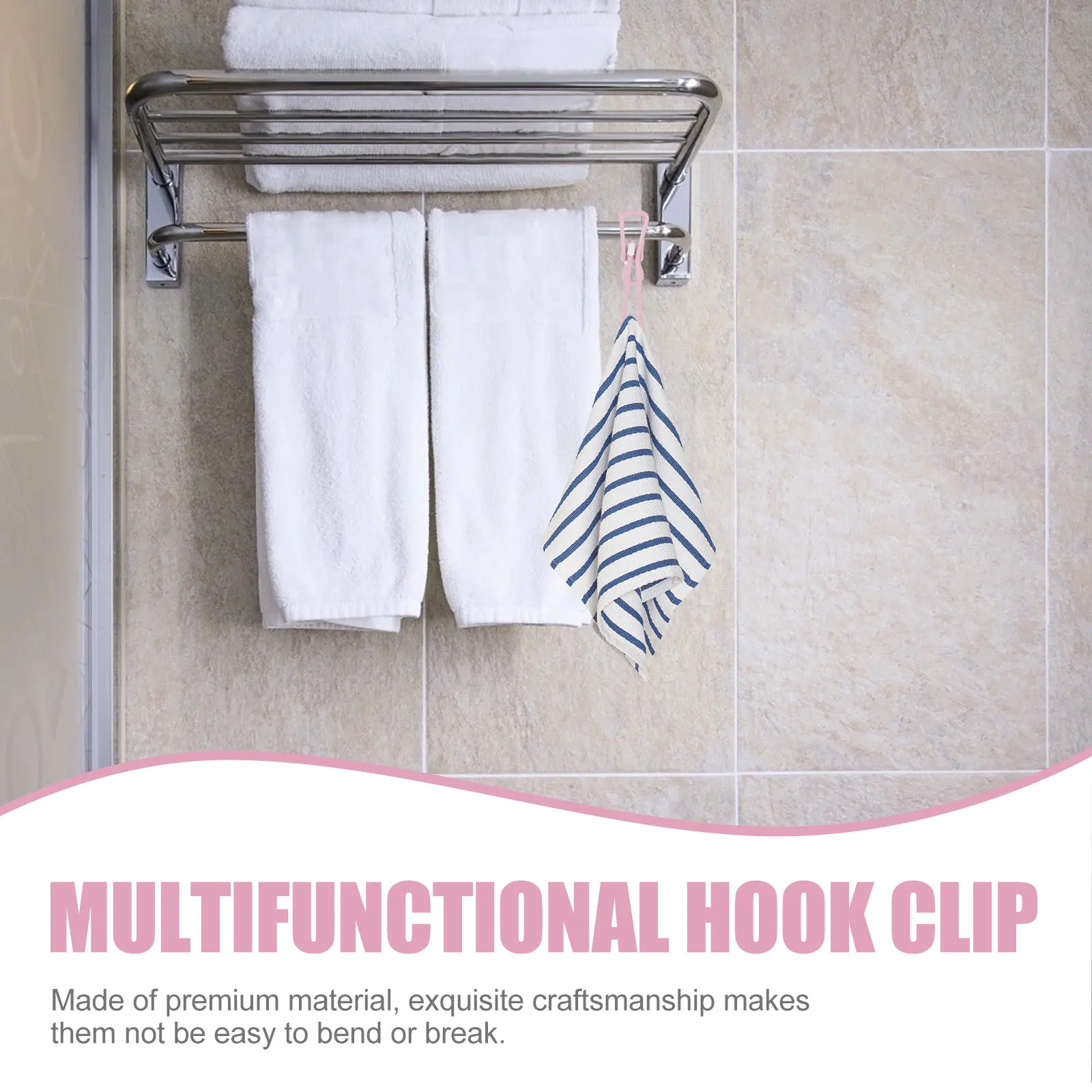 

10 Pcs Clip Hooks Stainless Steel Large Long Tail Round Hangers Metal Spring Clips for Bathroom Kitchen Storage Travel