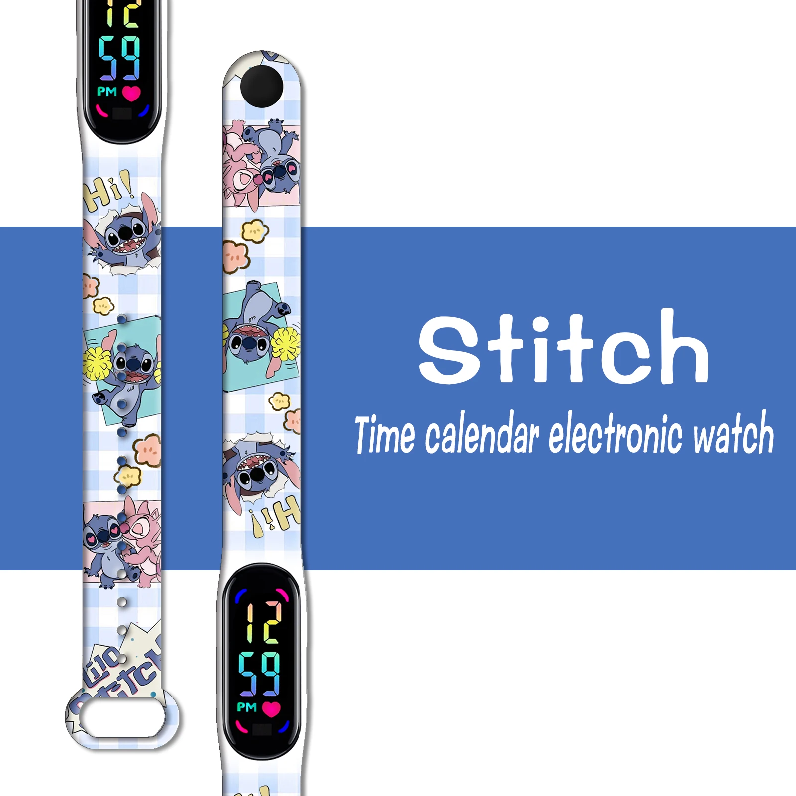 

Disney Happy Stitch Printed Band for Xiaomi Mi Band 10 9 8, Slim Soft Silicone Replacement Strap Watchband Wristband Accessories