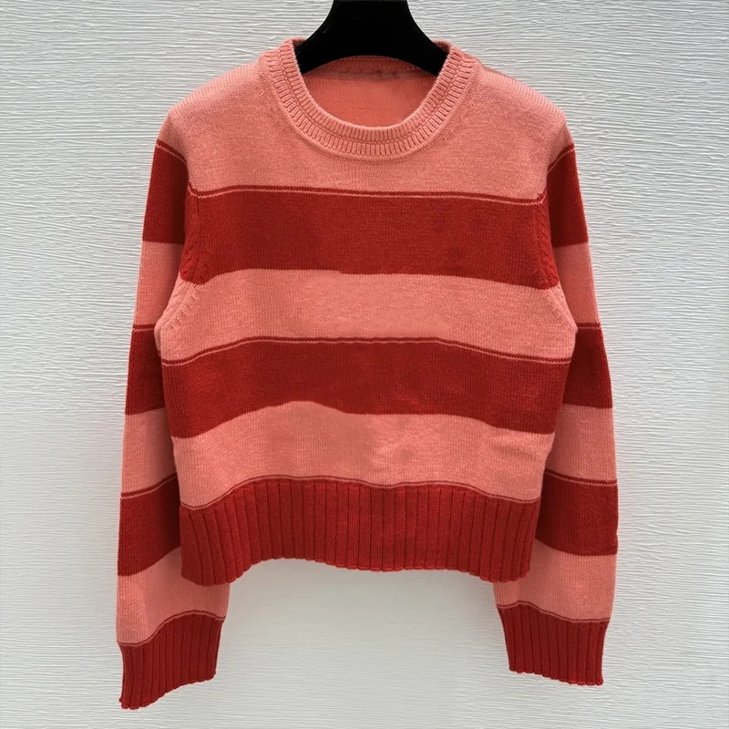 

High-quality embroidered logo multi-color striped women's pullover sweater autumn and winter clothes 25100473