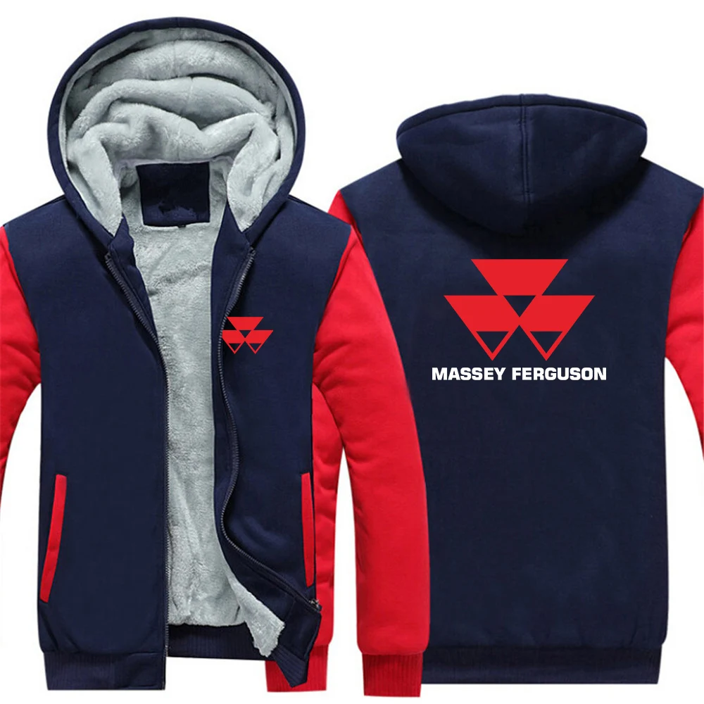 

2023 Men's New Massey Ferguson Logo Print Hoodie Winter Cotton Zipper Thicken Warmer Hooded Comfortable Cardigan Sweatshirt Coat