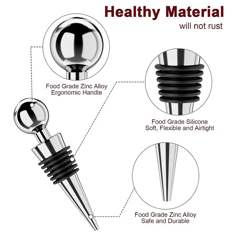ABMR-For Wine Stoppers 4 Pack- Vacuum For Wine Bottle Stopper Featuring Silicone Reusable Corks Leak Proof Design